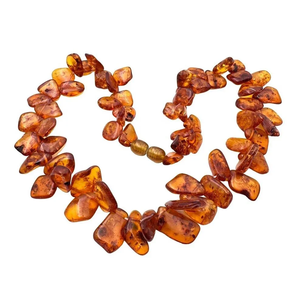 Antique Vintage Necklace Natural Amber Older Screw Clasp